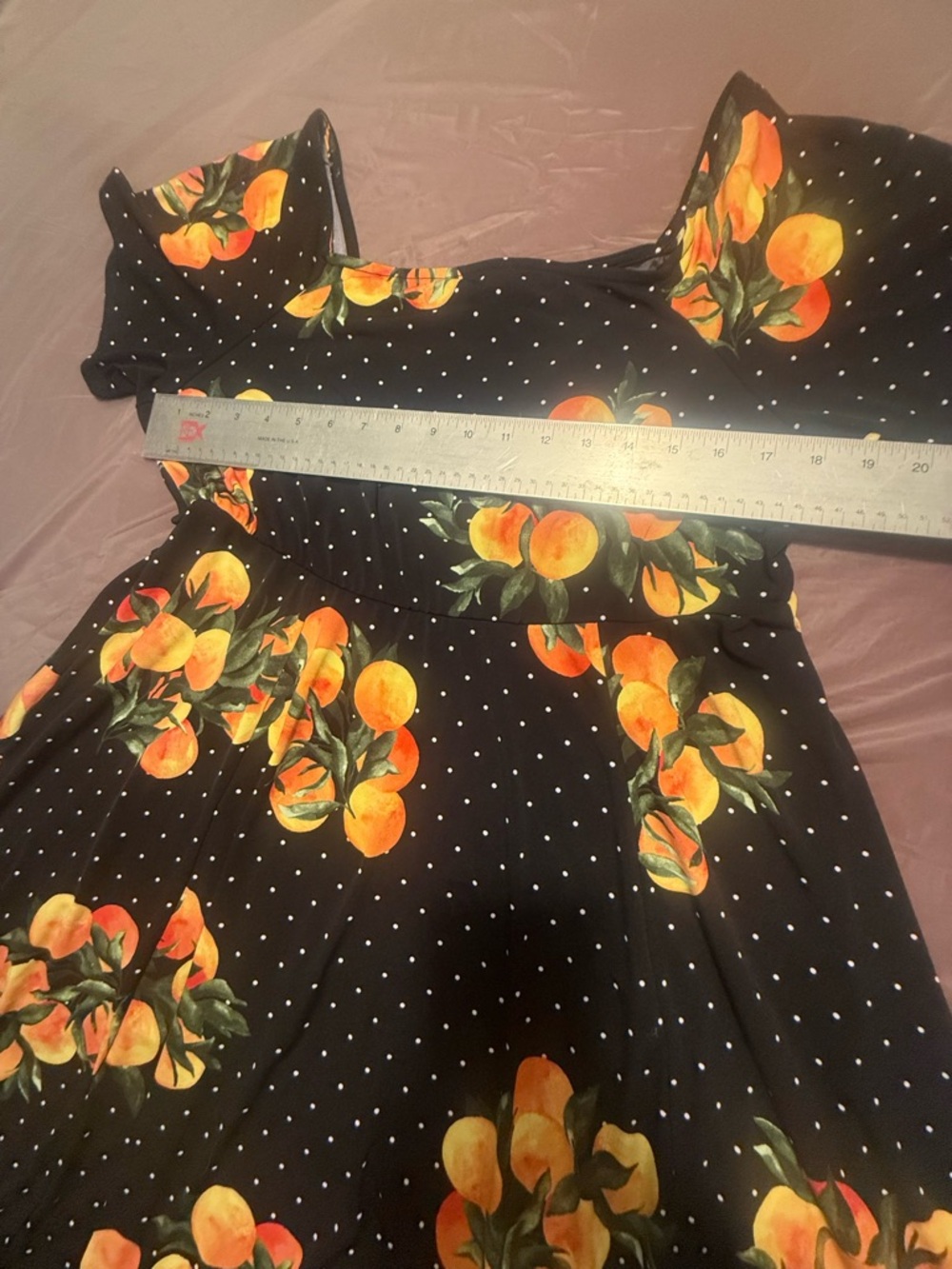 torrid Black Mini Dress with Yellow-Orange Fruit Print 2X - Picture 10 of 11